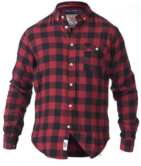 D555 Lawton LS Flannel Shirt Red - Koszule - Koszule 2XL-10XL