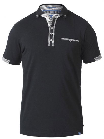 D555 SWANN Short Sleeve Stretch Polo Black - Koszulki polo - Koszulki Polo 2XL-8XL