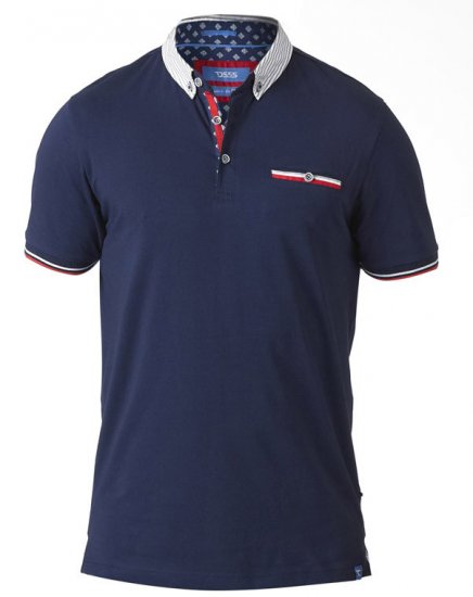 D555 GARFIELD Short Sleeve Stretch Polo Shirt Navy - Koszulki polo - Koszulki Polo 2XL-8XL
