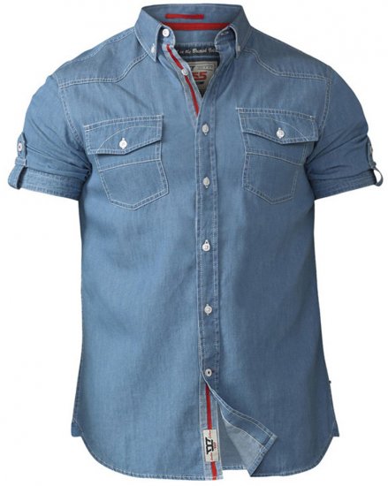 D555 Nathan Short Sleeve Shirt Blue - Koszule - Koszule 2XL-10XL