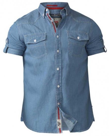 D555 Nathan Short Sleeve Shirt Blue - Koszule - Koszule 2XL-10XL