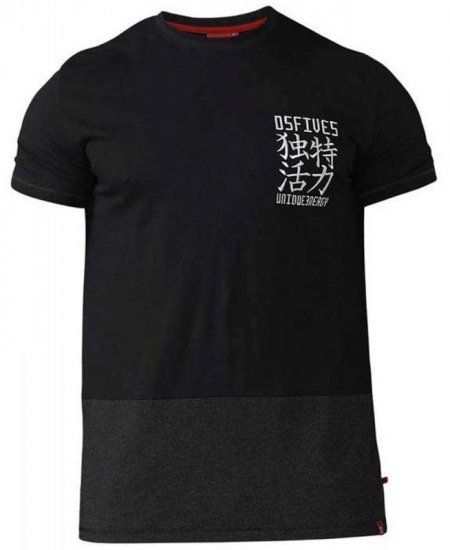 D555 Emerson T-shirt Black & Charcoal - Koszulki - T-shirty meskie Duże Rozmiary - 2XL-14XL