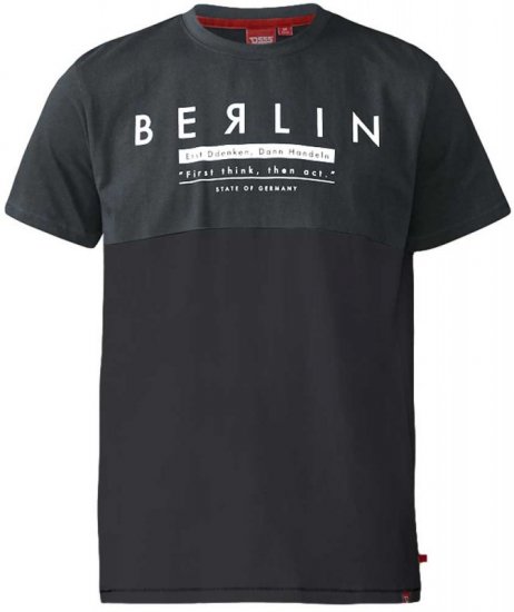 D555 Hamish T-shirt Charcoal & Black - Koszulki - T-shirty meskie Duże Rozmiary - 2XL-14XL