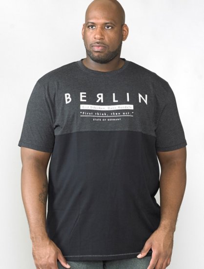 D555 Hamish T-shirt Charcoal & Black - Koszulki - T-shirty meskie Duże Rozmiary - 2XL-14XL