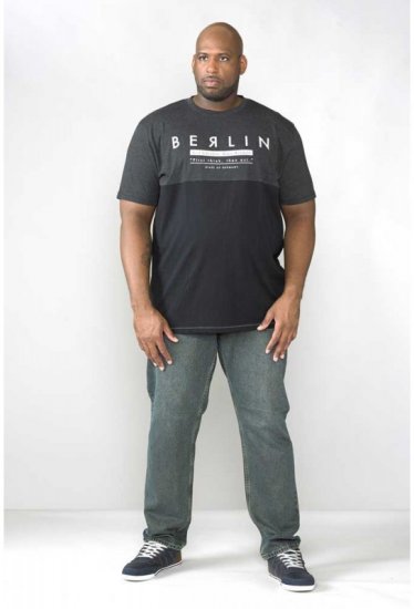 D555 Hamish T-shirt Charcoal & Black - Koszulki - T-shirty meskie Duże Rozmiary - 2XL-14XL