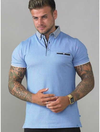 D555 Journey Fine Melange Polo Blue - Koszulki polo - Koszulki Polo 2XL-8XL