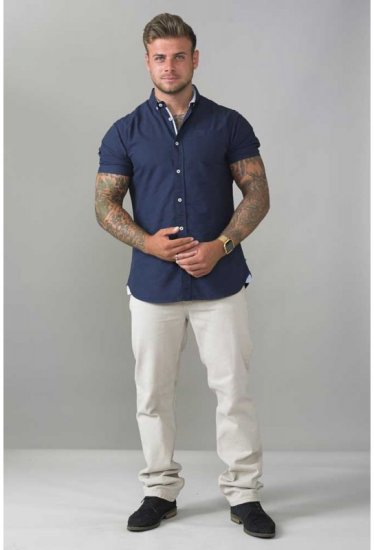 D555 Norman Short Sleeve Oxford Shirt Navy - Koszule - Koszule 2XL-10XL