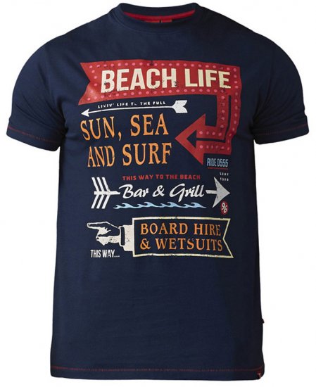 D555 Kennedy T-shirt Navy - Koszulki - T-shirty meskie Duże Rozmiary - 2XL-14XL