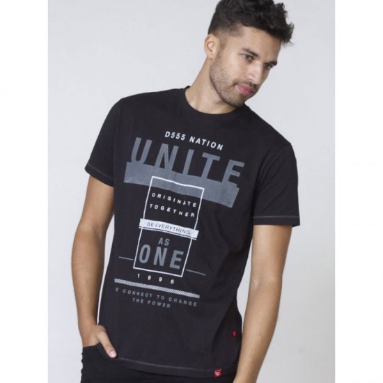 D555 Phillip T-shirt Black - Koszulki - T-shirty meskie Duże Rozmiary - 2XL-14XL