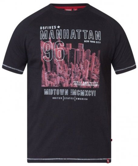 D555 Perry T-shirt Black - Koszulki - T-shirty meskie Duże Rozmiary - 2XL-14XL