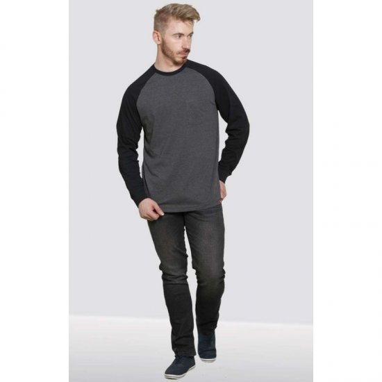 D555 Illinois Long Sleeve T-shirt Charcoal - Koszulki - T-shirty meskie Duże Rozmiary - 2XL-14XL