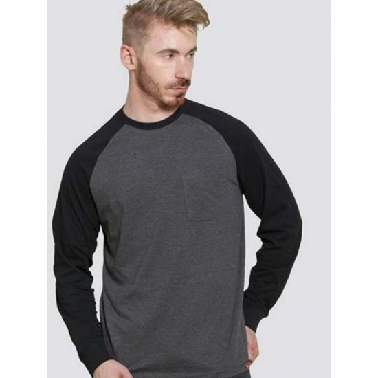D555 Illinois Long Sleeve T-shirt Charcoal - Koszulki - T-shirty meskie Duże Rozmiary - 2XL-14XL