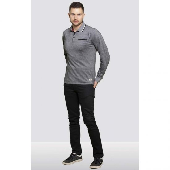D555 Brockville Long Sleeve Polo Grey - Koszulki polo - Koszulki Polo 2XL-8XL