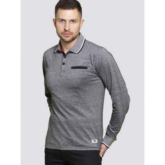 D555 Brockville Long Sleeve Polo Grey - Koszulki polo - Koszulki Polo 2XL-8XL