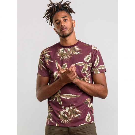 D555 Baxter T-shirt Wine-red - Koszulki - T-shirty meskie Duże Rozmiary - 2XL-14XL