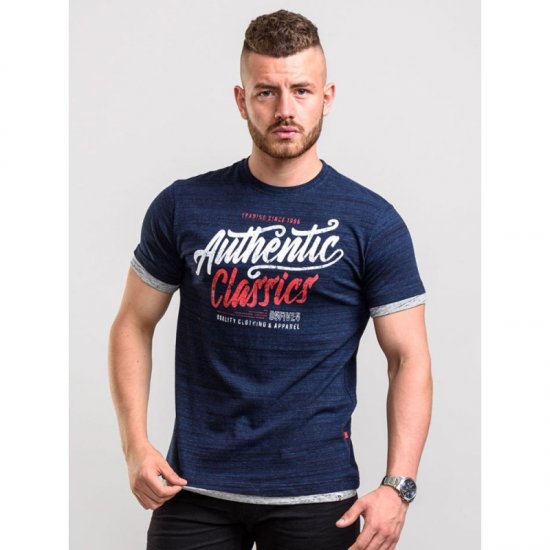 D555 Finn T-shirt Navy - Koszulki - T-shirty meskie Duże Rozmiary - 2XL-14XL