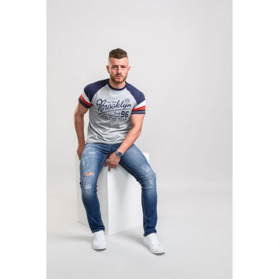 D555 Jones T-shirt Grey - Koszulki - T-shirty meskie Duże Rozmiary - 2XL-14XL