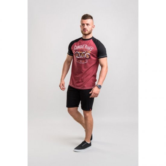 D555 Evans T-shirt Burgundy - Koszulki - T-shirty meskie Duże Rozmiary - 2XL-14XL