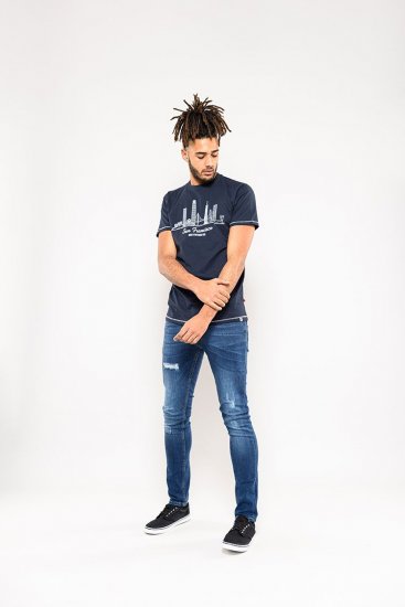 D555 Randwick San Francisco Printed T-Shirt Navy - Koszulki - T-shirty meskie Duże Rozmiary - 2XL-14XL