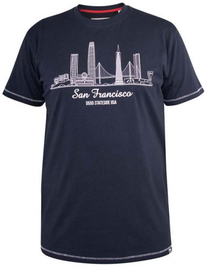 D555 Randwick San Francisco Printed T-Shirt Navy - Koszulki - T-shirty meskie Duże Rozmiary - 2XL-14XL