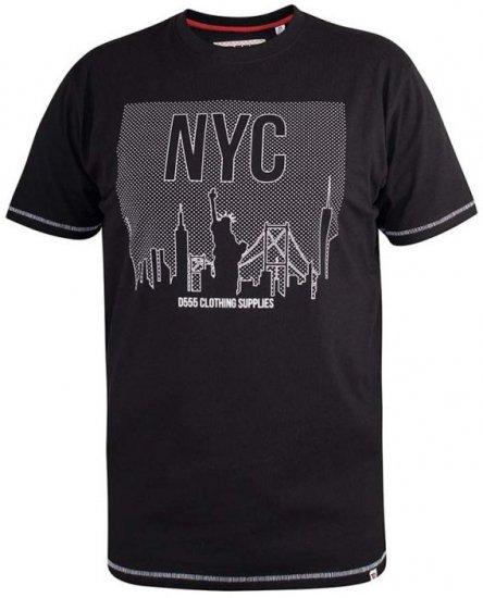D555 Willoughby NYC Dot Printed T-Shirt Black - Koszulki - T-shirty meskie Duże Rozmiary - 2XL-14XL