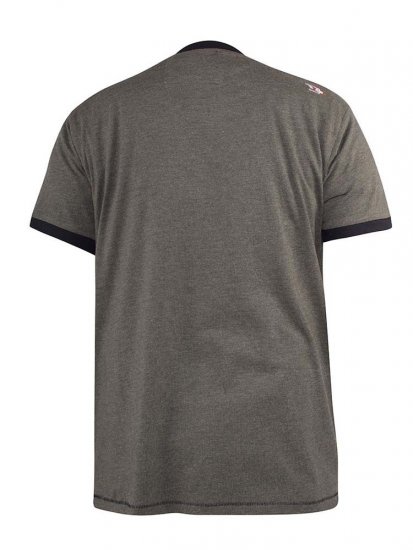 D555 Hereford Brooklyn Motorbike Printed Ringer T-Shirt Khaki - Koszulki - T-shirty meskie Duże Rozmiary - 2XL-14XL