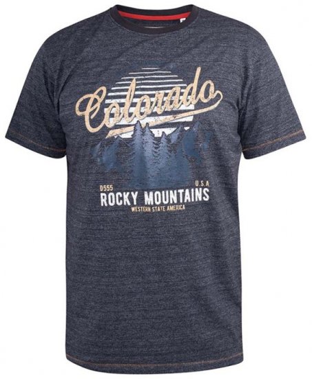 D555 Cairns Navy Fine Stripe Colorado Printed T-Shirt - Koszulki - T-shirty meskie Duże Rozmiary - 2XL-14XL