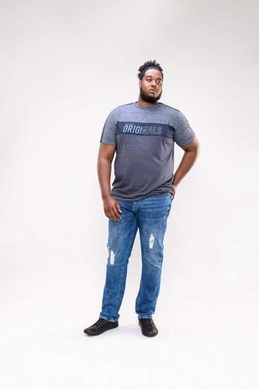 D555 Anson Originals Printed T-shirt Denim Marl - Koszulki - T-shirty meskie Duże Rozmiary - 2XL-14XL