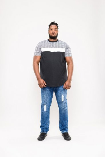 D555 Vista Couture Cut And Sew Curved Hem T-Shirt - Koszulki - T-shirty meskie Duże Rozmiary - 2XL-14XL