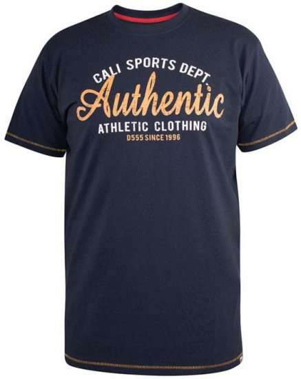 D555 Jasper Authentic Printed T-shirt Navy - Koszulki - T-shirty meskie Duże Rozmiary - 2XL-14XL