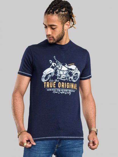 D555 Axbridge Motorbike Printed T-Shirt - Koszulki - T-shirty meskie Duże Rozmiary - 2XL-14XL