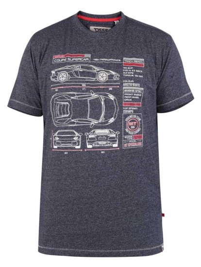 D555 Oakhill Super Car Blueprint T-shirt - Koszulki - T-shirty meskie Duże Rozmiary - 2XL-14XL