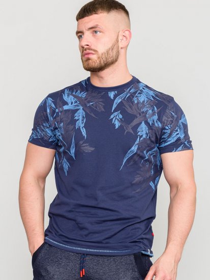 D555 BROMLEY Floral Panel Printed T-Shirt - Koszulki - T-shirty meskie Duże Rozmiary - 2XL-14XL