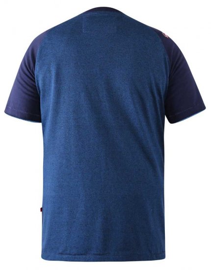D555 Porter Raglan Sleeve Printed T-Shirt Blue - Koszulki - T-shirty meskie Duże Rozmiary - 2XL-14XL