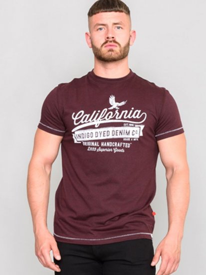 D555 Wharf California Eagle Printed T-Shirt Burgundy - Koszulki - T-shirty meskie Duże Rozmiary - 2XL-14XL