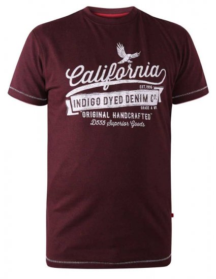 D555 Wharf California Eagle Printed T-Shirt Burgundy - Koszulki - T-shirty meskie Duże Rozmiary - 2XL-14XL