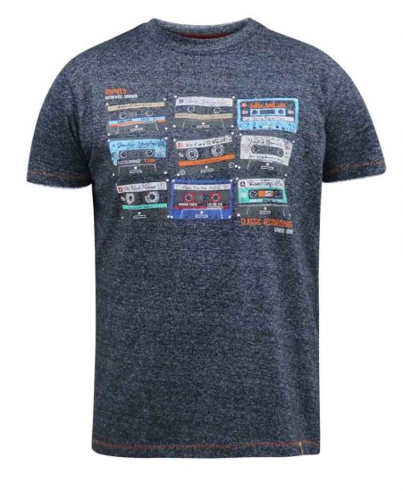 D555 Apsey Multi Cassette Tape Printed T-Shirt - Koszulki - T-shirty meskie Duże Rozmiary - 2XL-14XL