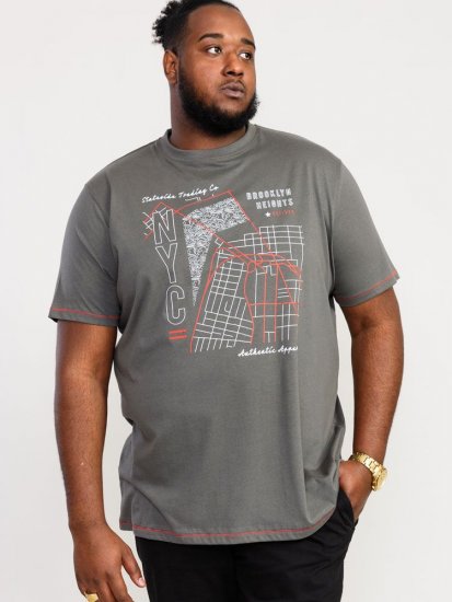 D555 Cobbler Nyc Birdseye Map Printed T-Shirt - Koszulki - T-shirty meskie Duże Rozmiary - 2XL-14XL