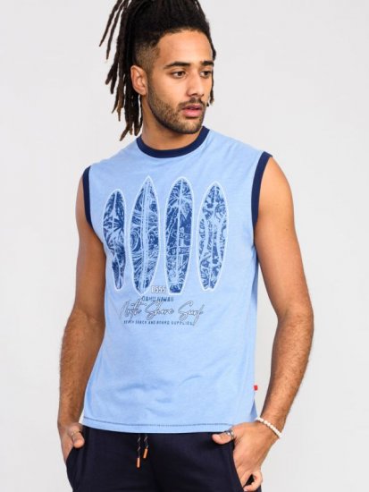 D555 Bretton Surf Board Printed Sleeveless T-Shirt - Koszulki - T-shirty meskie Duże Rozmiary - 2XL-14XL