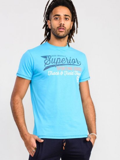 D555 Rushden Superior Printed T-Shirt Turquoise - Koszulki - T-shirty meskie Duże Rozmiary - 2XL-14XL
