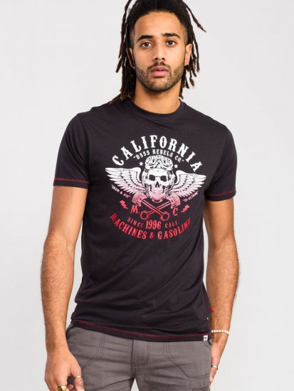 D555 Charles California Rebel Skull Printed T-Shirt - Koszulki - T-shirty meskie Duże Rozmiary - 2XL-14XL