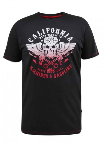 D555 Charles California Rebel Skull Printed T-Shirt - Koszulki - T-shirty meskie Duże Rozmiary - 2XL-14XL