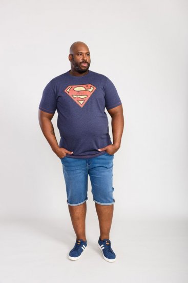 D555 Scampton Official Superman Printed T-Shirt Navy - Koszulki - T-shirty meskie Duże Rozmiary - 2XL-14XL