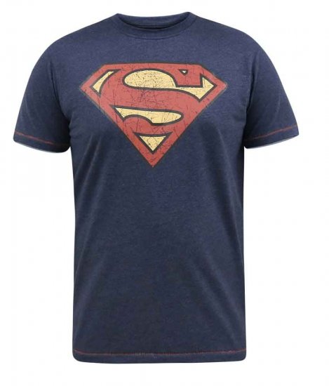 D555 Scampton Official Superman Printed T-Shirt Navy - Koszulki - T-shirty meskie Duże Rozmiary - 2XL-14XL