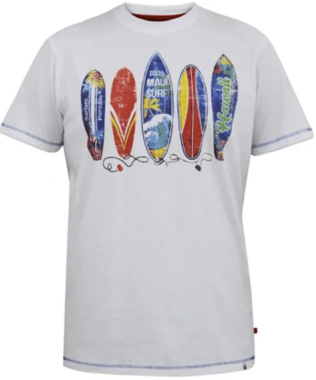 D555 Bridgford T-shirt z nadrukiem surf biały - Koszulki - T-shirty meskie Duże Rozmiary - 2XL-14XL