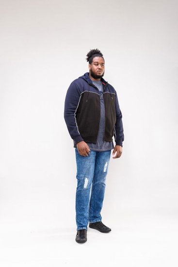 D555 Vincent Full Zip Hoody With Chest And Sleeve Piping Detail - Bluzy & bluzy z kapturem - Bluzy & Bluzy z kapturem 2XL-12XL