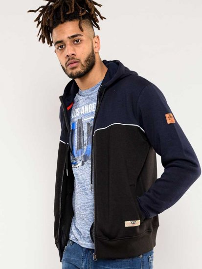D555 Vincent Full Zip Hoody With Chest And Sleeve Piping Detail - Bluzy & bluzy z kapturem - Bluzy & Bluzy z kapturem 2XL-12XL