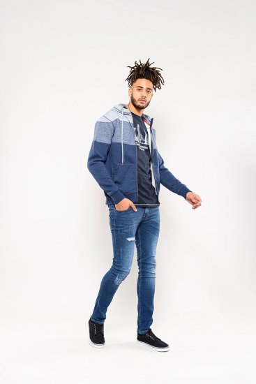D555 Columbus Cut And Sew Panelled Zip Through Hoody Blue - Bluzy & bluzy z kapturem - Bluzy & Bluzy z kapturem 2XL-12XL