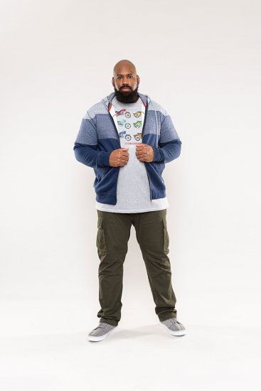 D555 Columbus Cut And Sew Panelled Zip Through Hoody Blue - Bluzy & bluzy z kapturem - Bluzy & Bluzy z kapturem 2XL-12XL