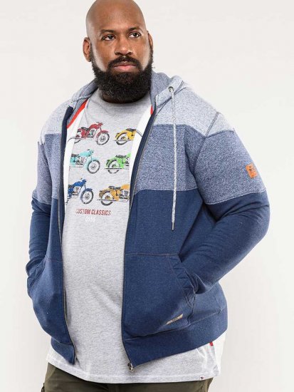 D555 Columbus Cut And Sew Panelled Zip Through Hoody Blue - Bluzy & bluzy z kapturem - Bluzy & Bluzy z kapturem 2XL-12XL